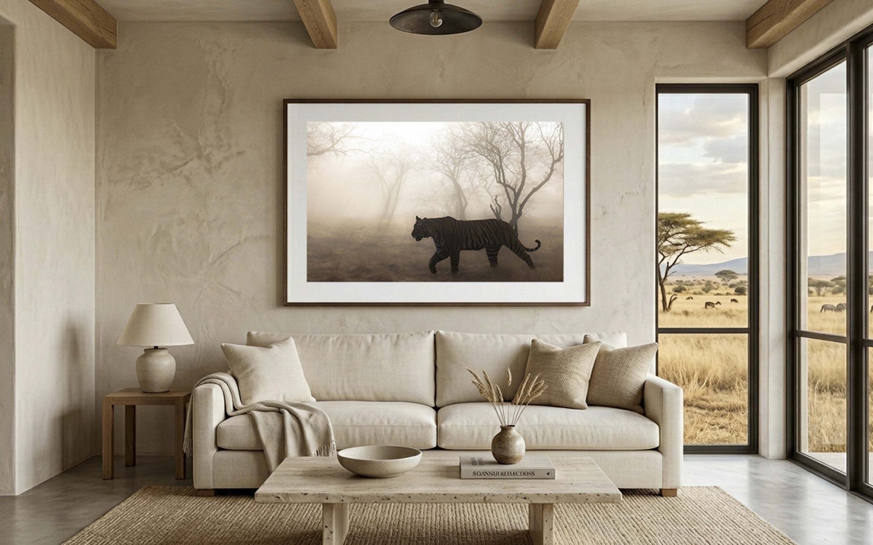 The print "Ethereal" shown framed and hung above a sofa, a living-room mockup from the shop